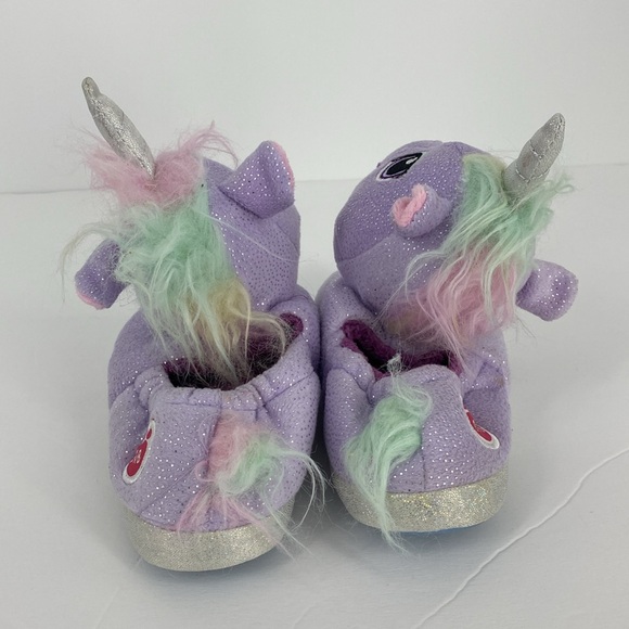 Build a Bear Purple Unicorn Slippers Toddler Girls Size S 10 to 11 Rubber Sole - Picture 5 of 10